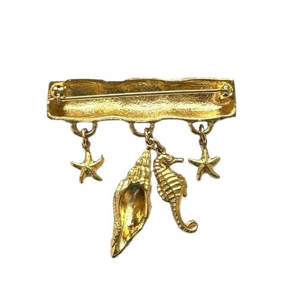 Vintage Navy Enamel and Goldtone Nautical Charm Bar Pin Brooch - Picture 3 of 8